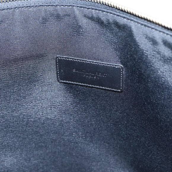 SAINT LAURENT Clutch Bag PVC Dark Brown Gold Auth bs16997 - Picture 10 of 16